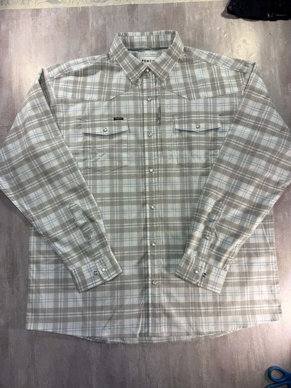 Poncho Outdoors Western Performance Plaid Snap Shirt XL Regular Fit